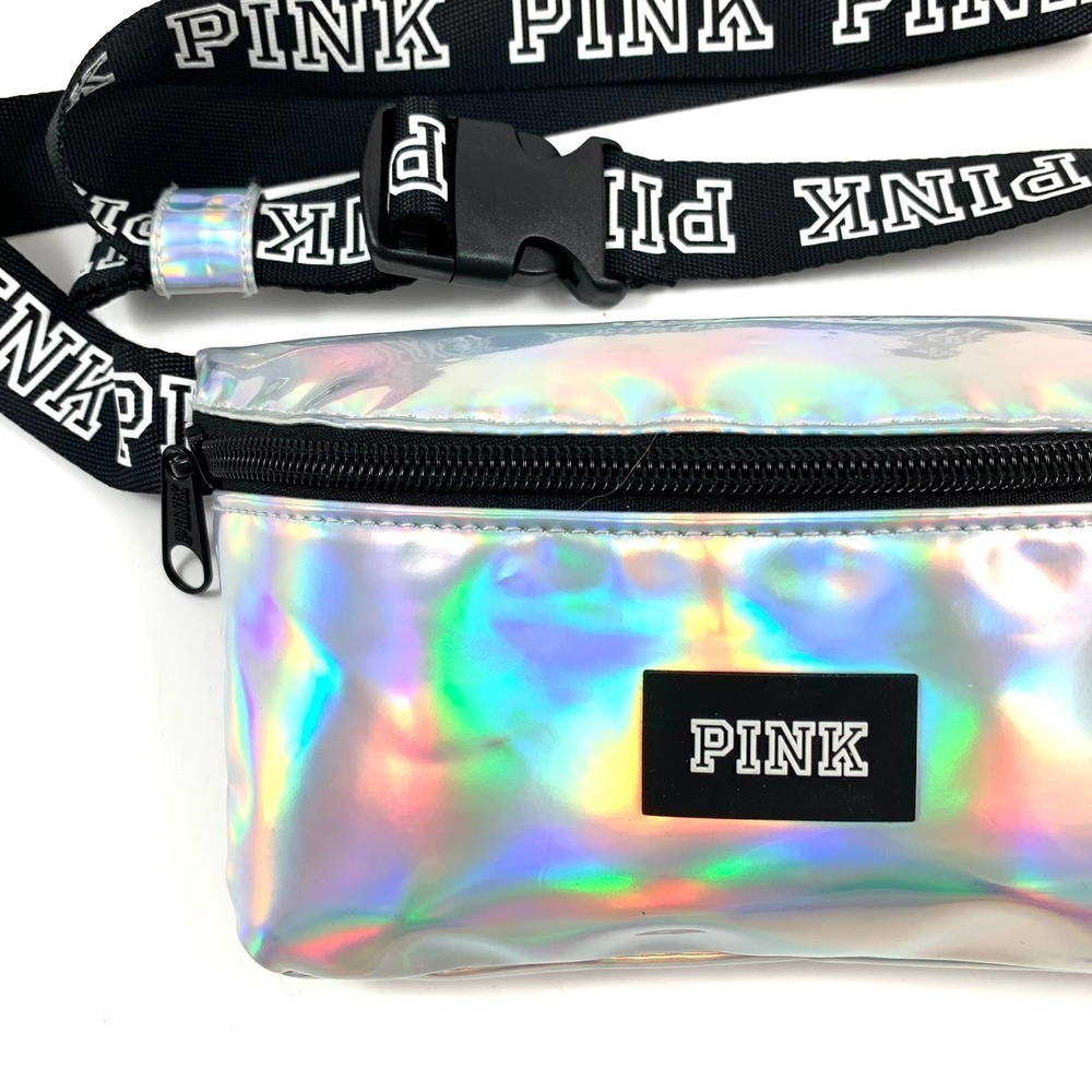 VICTORIA'S SECRET PINK iridescent holographic silver fanny pack - Picture 2 of 6